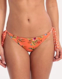 Banana Moon Dolcevita Boa Reversible Tie Bikini Bottom - Coral -Pitusa Shop 78551 BM 1