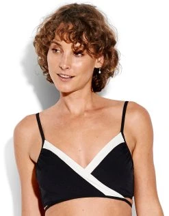 Seafolly Pop Block Wrap Front Booster - Black