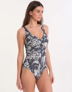 Moontide Mono Bloom DD/E Underwired Wrap Swimsuit - Charcoal -Pitusa Shop 78934 MT 1 3