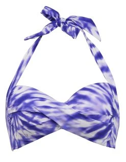 Seafolly Beach Break Twisted Soft Cup Halter Bikini Top - Dazzling Blue