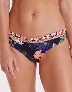 Jets Desert Bloom Mid Bikini Bottom - Indigo