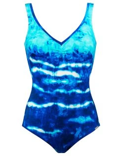 Charmline Batik Swing V-Neck Swimsuit - Wild Ocean