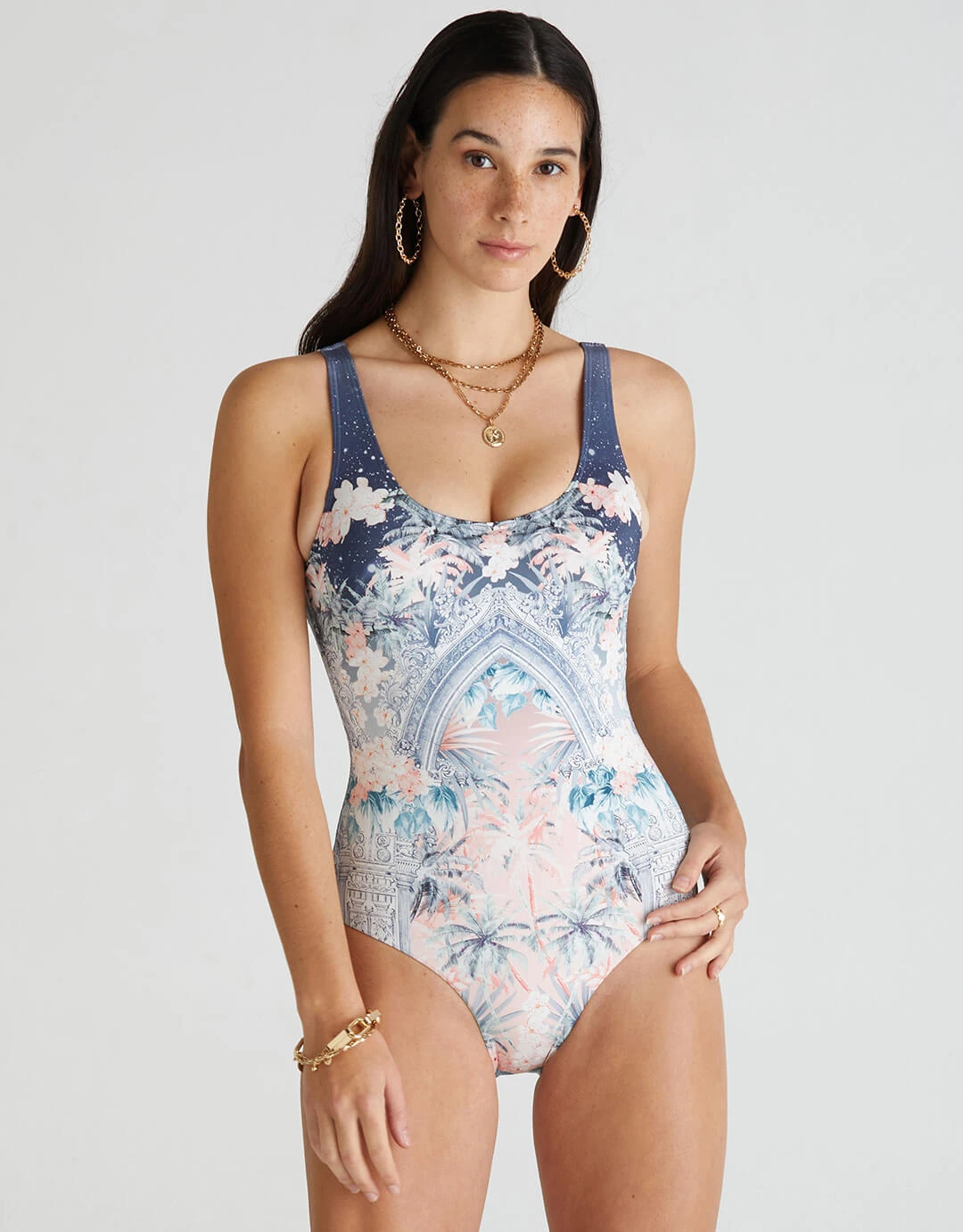 Aqua Blu Indianic Michelle DD/E Cup One Piece Swimsuit - Floral 2 Aqua Blu Indianic Michelle DD/E Cup One Piece Swimsuit - Floral - Image 2