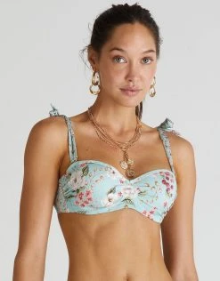 Aqua Blu Primrose Naomi Bandeau Bikini Top - Floral