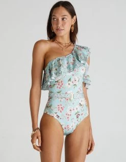 Aqua Blu Primrose Rose One Piece Swimsuit - Floral