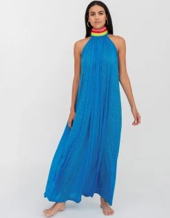 Pitusa Braided Neck Maxi Dress - Blue