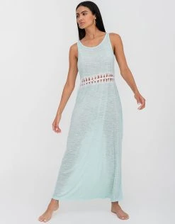 Pitusa Contrast Braid Cut Out Dress - Aqua