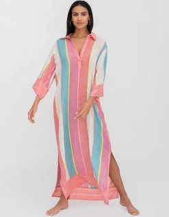 Pitusa Contrast Collar Button Down Dress - Multi