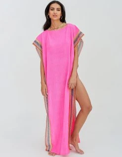 Pitusa Crinkle Maxi Kaftan - Hot Pink