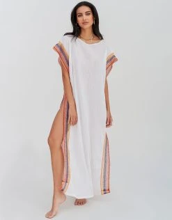 Pitusa Crinkle Maxi Kaftan - White