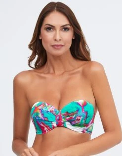 Nuria Ferrer Frida Bandeau Bikini Top - Green Marble