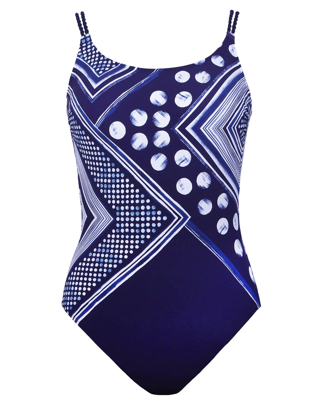 Gottex Chic Point Round Neck Swimsuit - Blue 1 Gottex Chic Point Round Neck Swimsuit - Blue