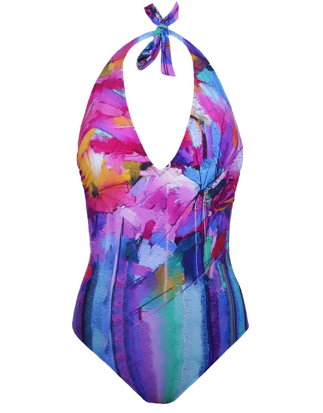 Gottex Italian Summer V Neck Halter Swimsuit - Multi 1 Gottex Italian Summer V Neck Halter Swimsuit - Multi