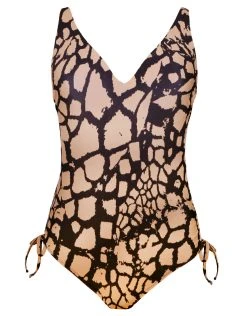 Gottex Jungle Queen V Neck Swimsuit - Brown/Black -Pitusa Shop GTX JQ VNeck