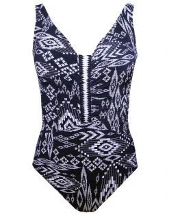 Gottex Profile Peruvian Nights V Neck Swimsuit - Black/White