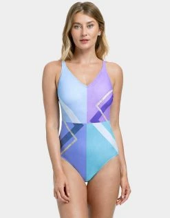 Gottex Modern Art V Neck Swimsuit - Multi Blue