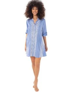 Iconique Romina Beach Shirt Dress - Light Blue