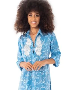 Iconique Romina Beach Shirt Dress - Mid Blue -Pitusa Shop IC23 006 light blue CLOSE