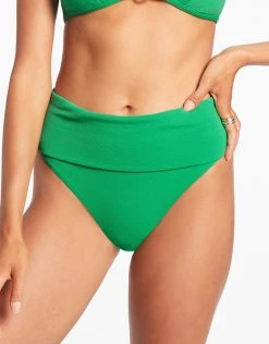 Jets Isla Rib Fold Down Bikini Pant - Green