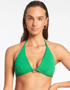 Jets Isla Rib Halter Bikini Top - Green