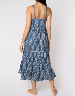 Juliet Dunn Small Flower Block Print Swing Dress - Midnight -Pitusa Shop JD6022 INDIGO 2