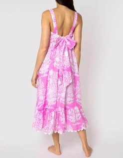 Juliet Dunn Palladio Print Bow Back Dress - Orchid -Pitusa Shop JD6033 ORCHID 3