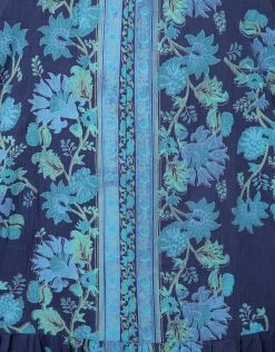 Juliet Dunn Rose Border Print V-Neck Maxi Dress - Indigo 9 Juliet Dunn Rose Border Print V-Neck Maxi Dress - Indigo -Pitusa Shop JD6097 INDIGO 6