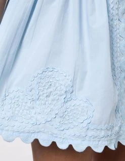 Juliet Dunn Poplin Blouson Dress With Ric-Rac Embroidery - Pale Blue 9 Juliet Dunn Poplin Blouson Dress With Ric-Rac Embroidery - Pale Blue -Pitusa Shop JD6210 PALE BLUE 5