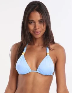 Jo Severin Nora Slide Halter Bikini Top - Sky