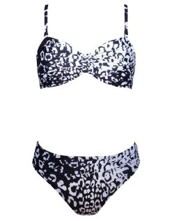 ROIDAL Kalina Ruched Bandeau Bikini Set - Black And White