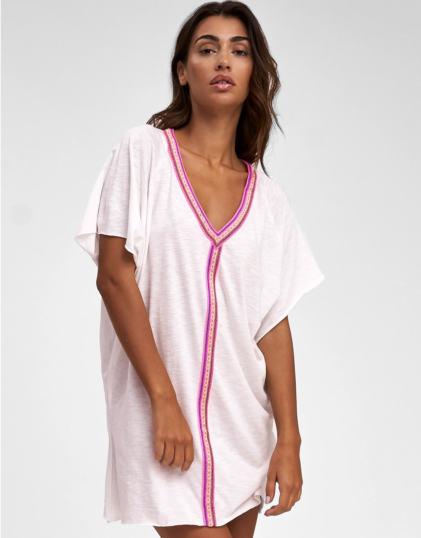 Pitusa Mini Abaya Dress - White 1 Pitusa Mini Abaya Dress - White