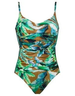 MARYAN MEHLHORN Havana Ruched One Piece - Tobacco Tropics