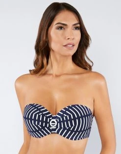 Nuria Ferrer Capri Bandeau Bikini Top - Navy Stripe