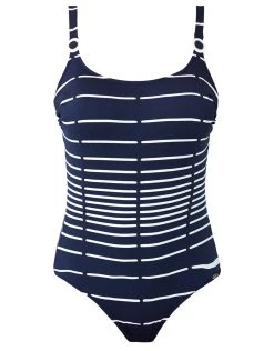 Nuria Ferrer Capri Detail Tank One Piece - Navy Stripe -Pitusa Shop NF Capri OP Prod