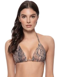 PQ Swim Kaa Reversible Triangle Bikini Top - Animal
