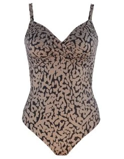 ROIDAL Tattoo Underwired Crossover Swimsuit - Taupe