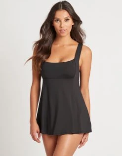 Sea Level Essentials Square Neck Swim Dress - Black 8 Sea Level Essentials Square Neck Swim Dress - Black -Pitusa Shop S47 SL1194ECO 5