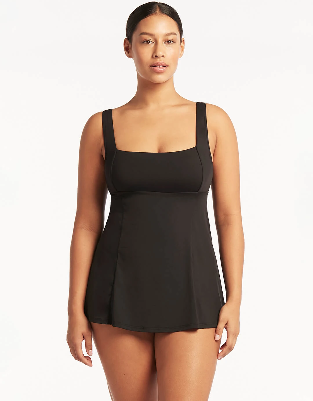 Sea Level Essentials Square Neck Swim Dress - Black 1 Sea Level Essentials Square Neck Swim Dress - Black