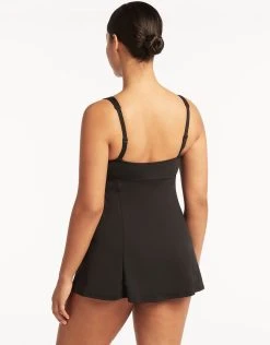 Sea Level Essentials Square Neck Swim Dress - Black 7 Sea Level Essentials Square Neck Swim Dress - Black -Pitusa Shop S76 SL1194ECO 3