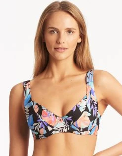 Sea Level Botanica Underwired C/D Cup Bikini Top - Black