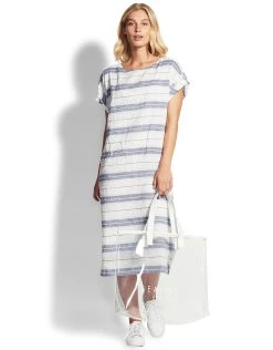 Seafolly Linen Stripe Midi Cover Up - White
