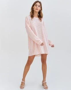 Pitusa Slub Knit Open Back Dress - Peach