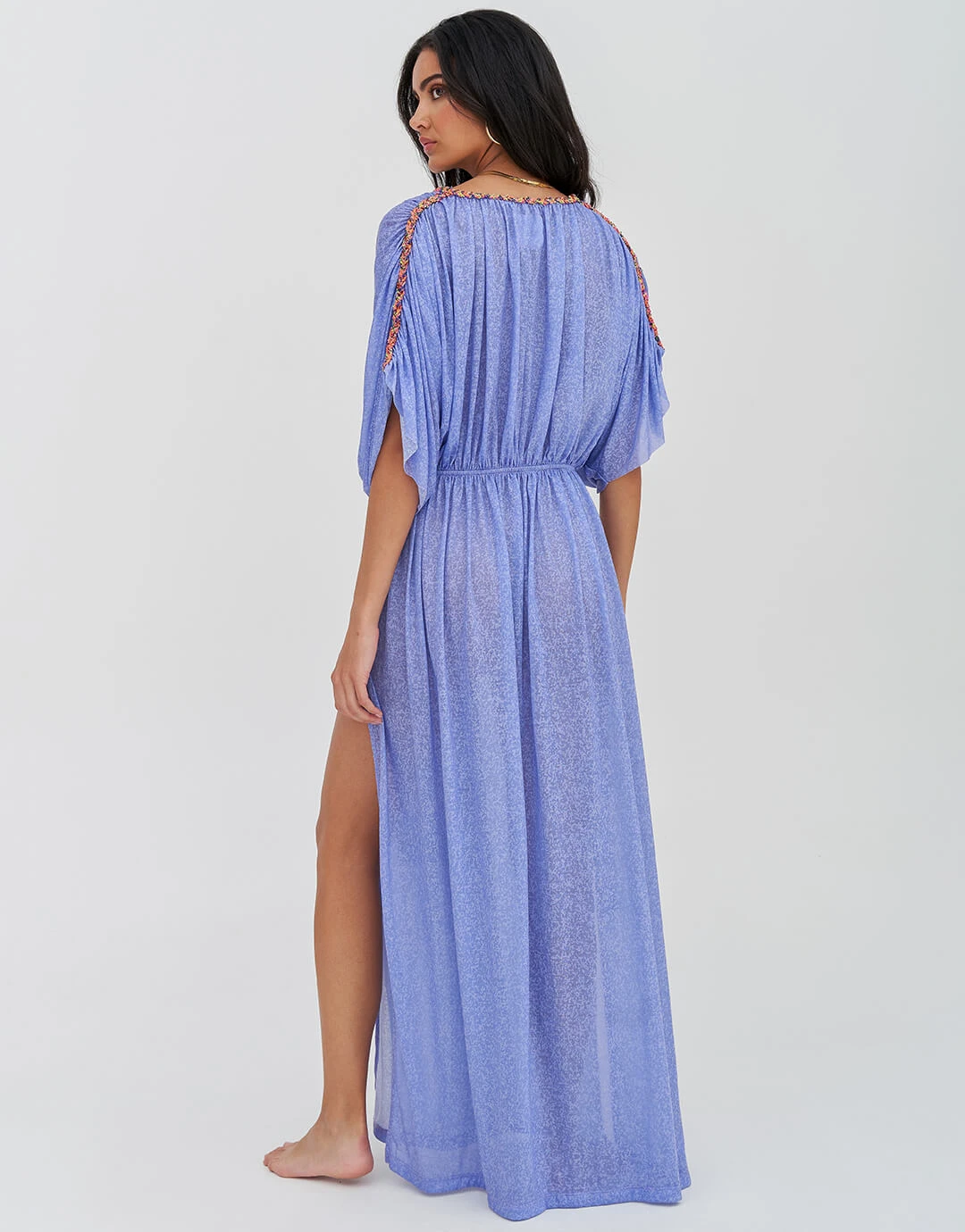 Pitusa Tulum Braided Sleeve Dress - Periwinkle 2 Pitusa Tulum Braided Sleeve Dress - Periwinkle - Image 2