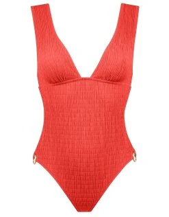 Watercult Solid Crush Swimsuit - Fiery Coral
