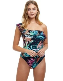Gottex Profile Tropico One Shoulder Swimsuit - Black