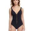 Gottex Profile Twist D Cup Plunge V Neck Swimsuit - Black