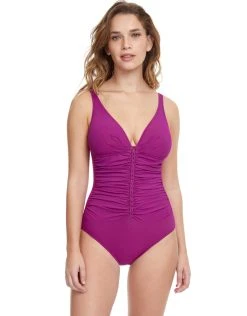 Gottex Profile Tutti Frutti D Cup V Neck Swimsuit - Warm Violet
