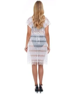 Gottex Profile Tutti Frutti Crochet Plunge V Neck Dress - White -Pitusa Shop XTT3024 100 B