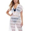 Gottex Profile Tutti Frutti Crochet Plunge V Neck Dress - White