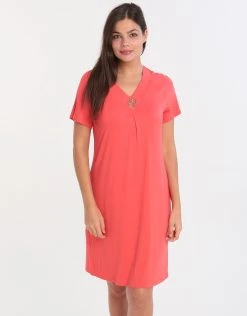 Charmor Short Sleeve Dress - Red